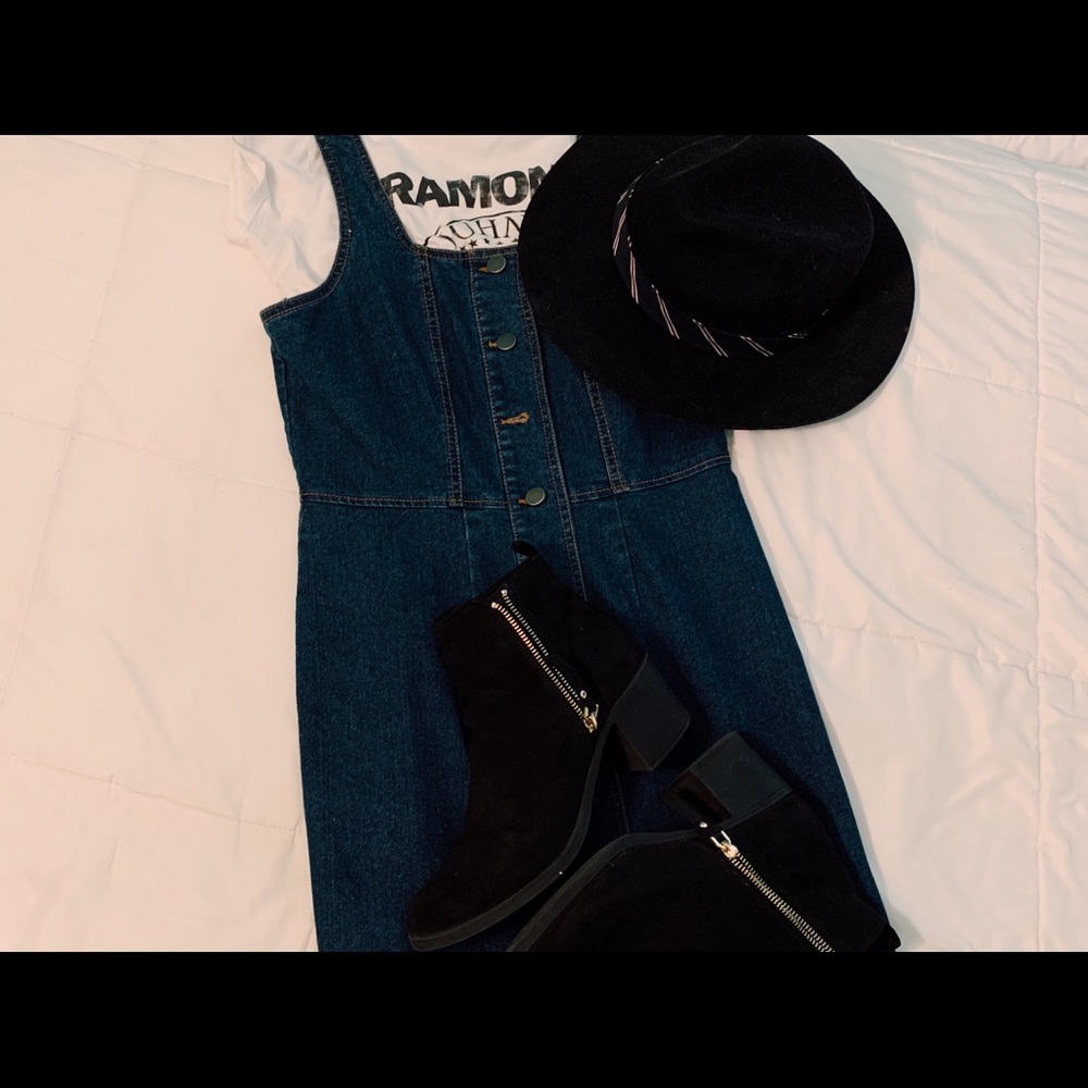 Denim overall dress
